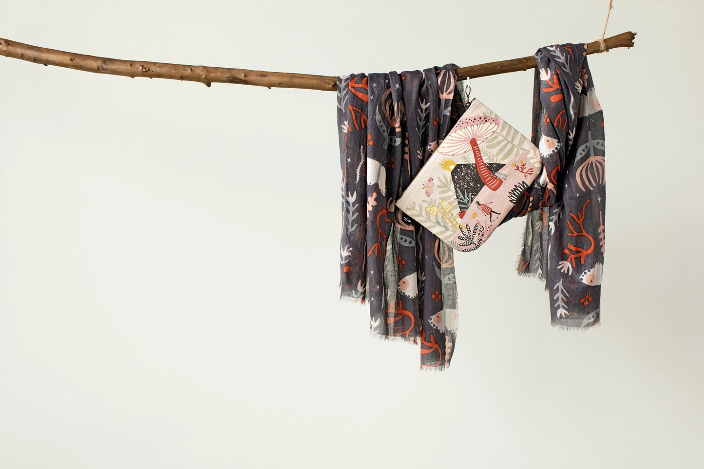 Far and Away Large Cotton Zipper Pouch