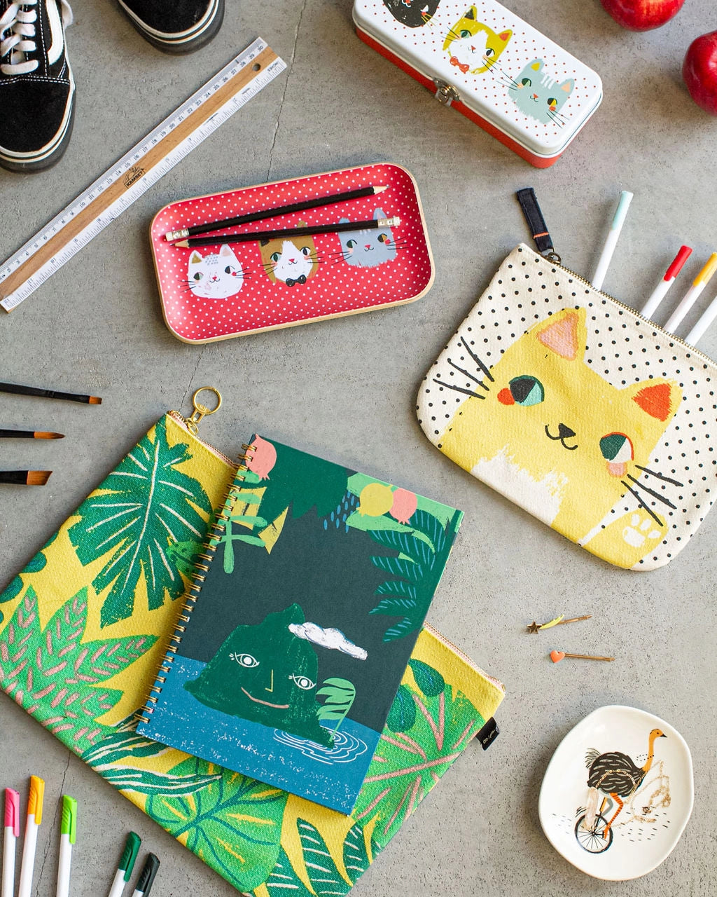 Meow Meow Cats Large Cotton Zipper Pouch