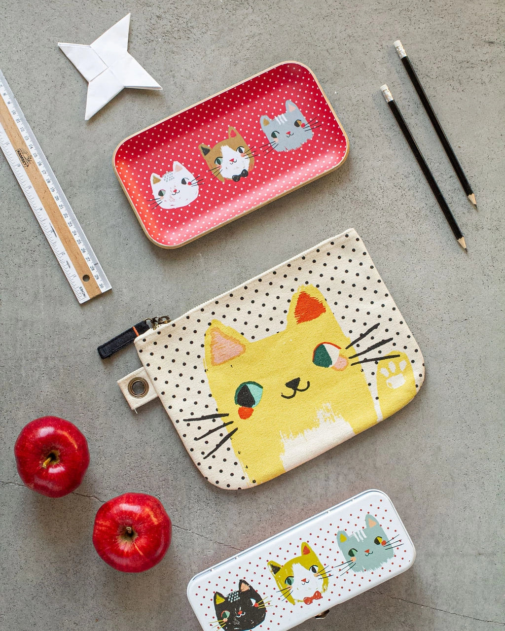 Meow Meow Cats Large Cotton Zipper Pouch