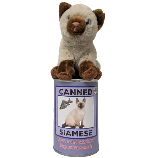 Sapphire the Canned Siamese Cat Stuffed Animal Plush w/Funny Jokes