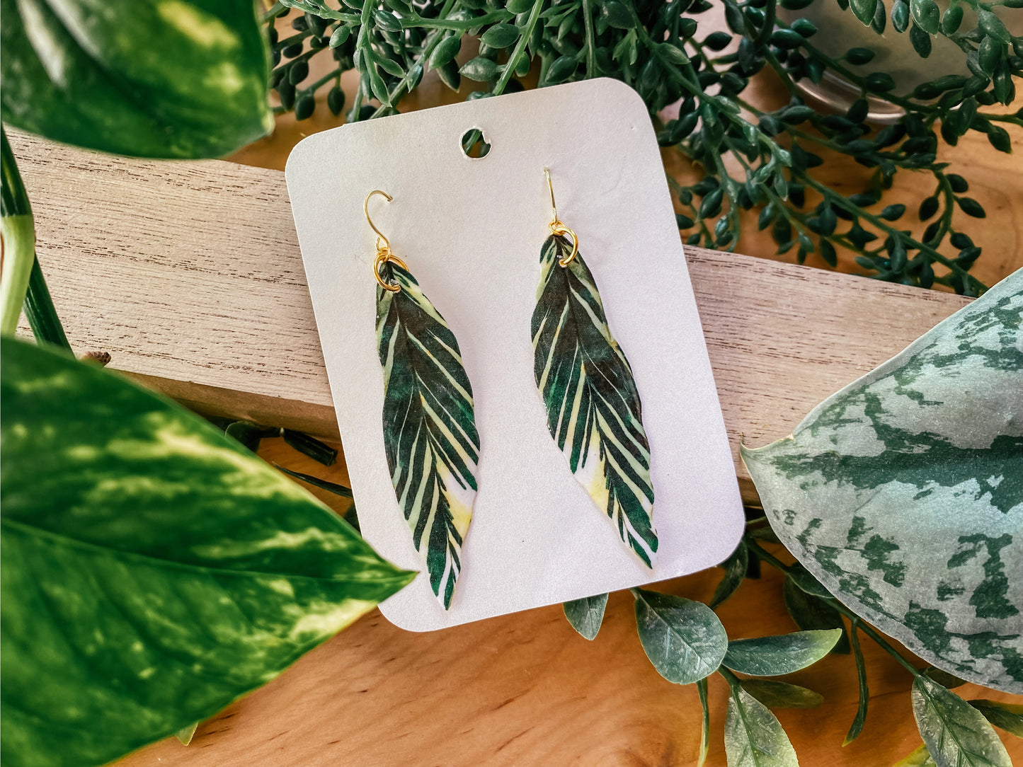 Alpinia Vittata Leaf Earrings