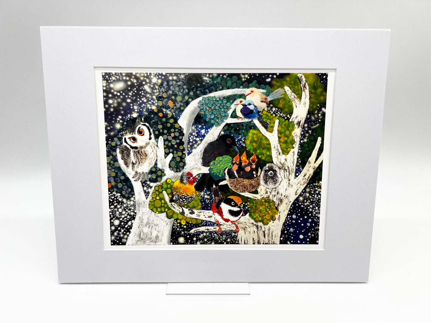 Bird Family, Open Edition Print by Enzhao Liu