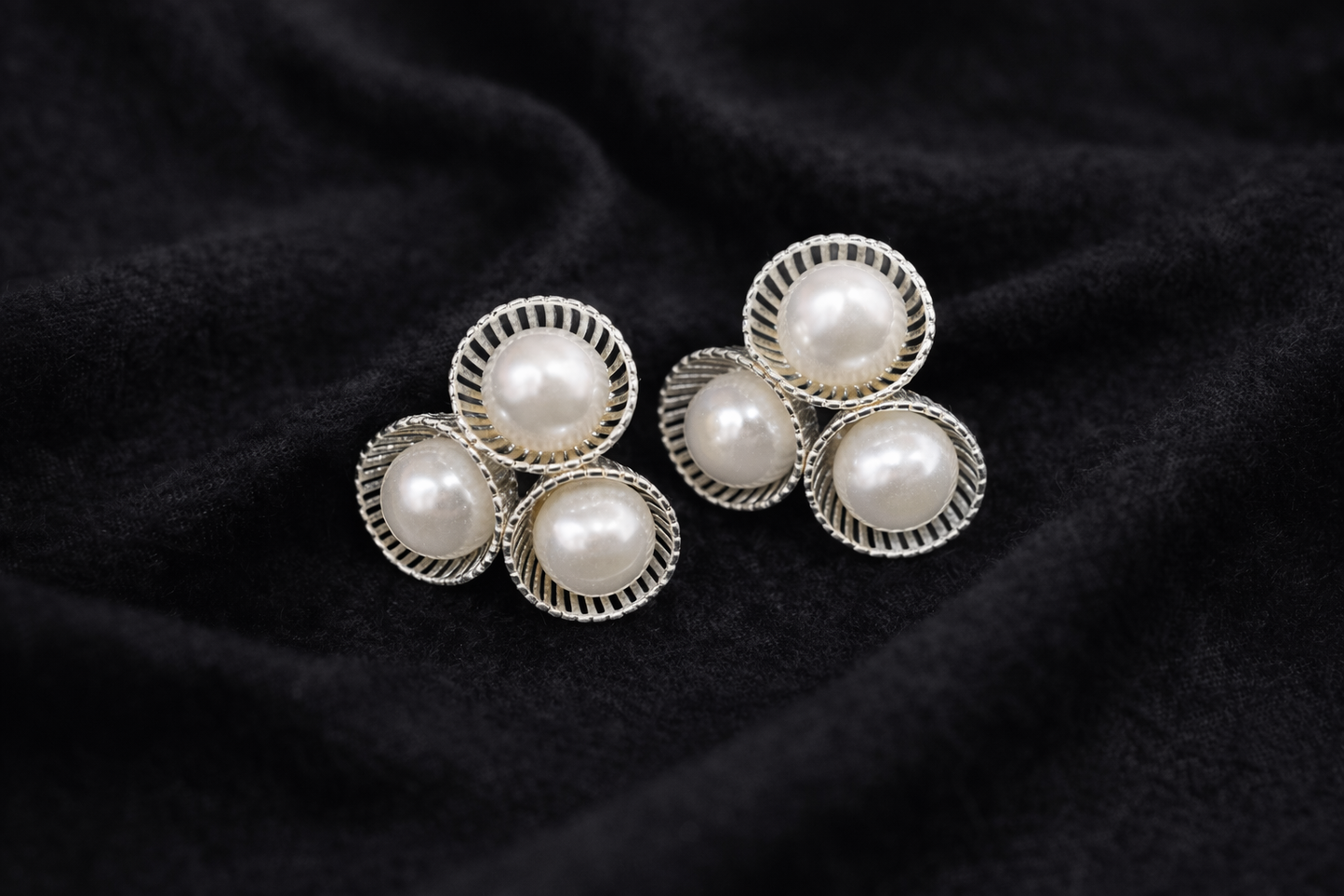 Sterling Silver & Pearl Cluster Earrings