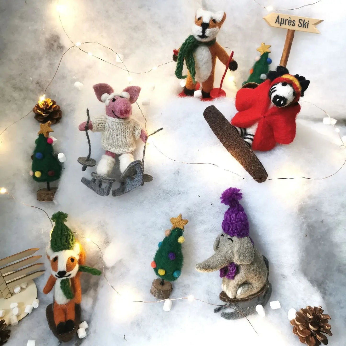 Handmade Felt Alpine Swine Hanging Pig