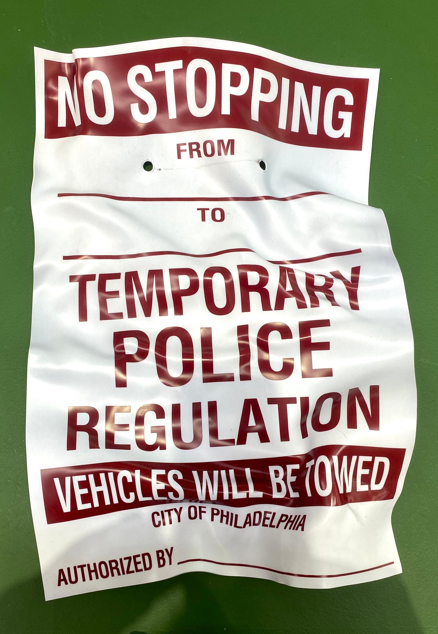 Braden Young- Philly No Stopping Sign
