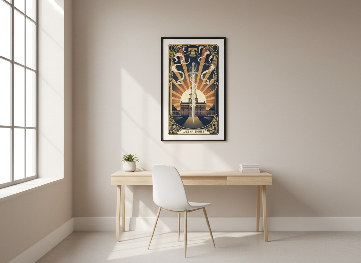 Philly Tarot Card Prints Framed - Ace of Swords