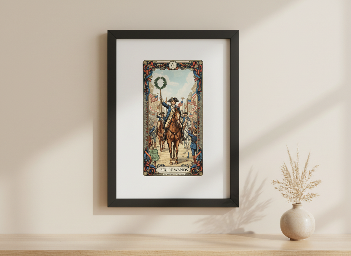 America 250 Tarot Series - Six of Wands a commemorative tarot collection celebrating 1776–2026.
