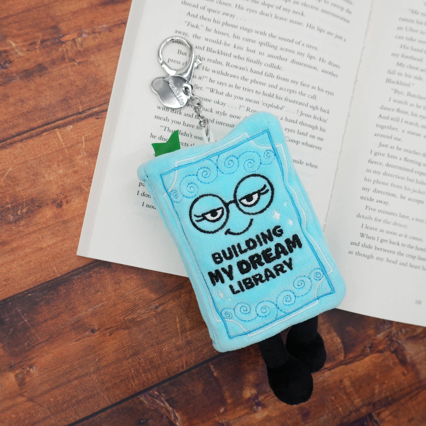 "Building My Dream Library" Book Plush Bag Charm - Binge Reader