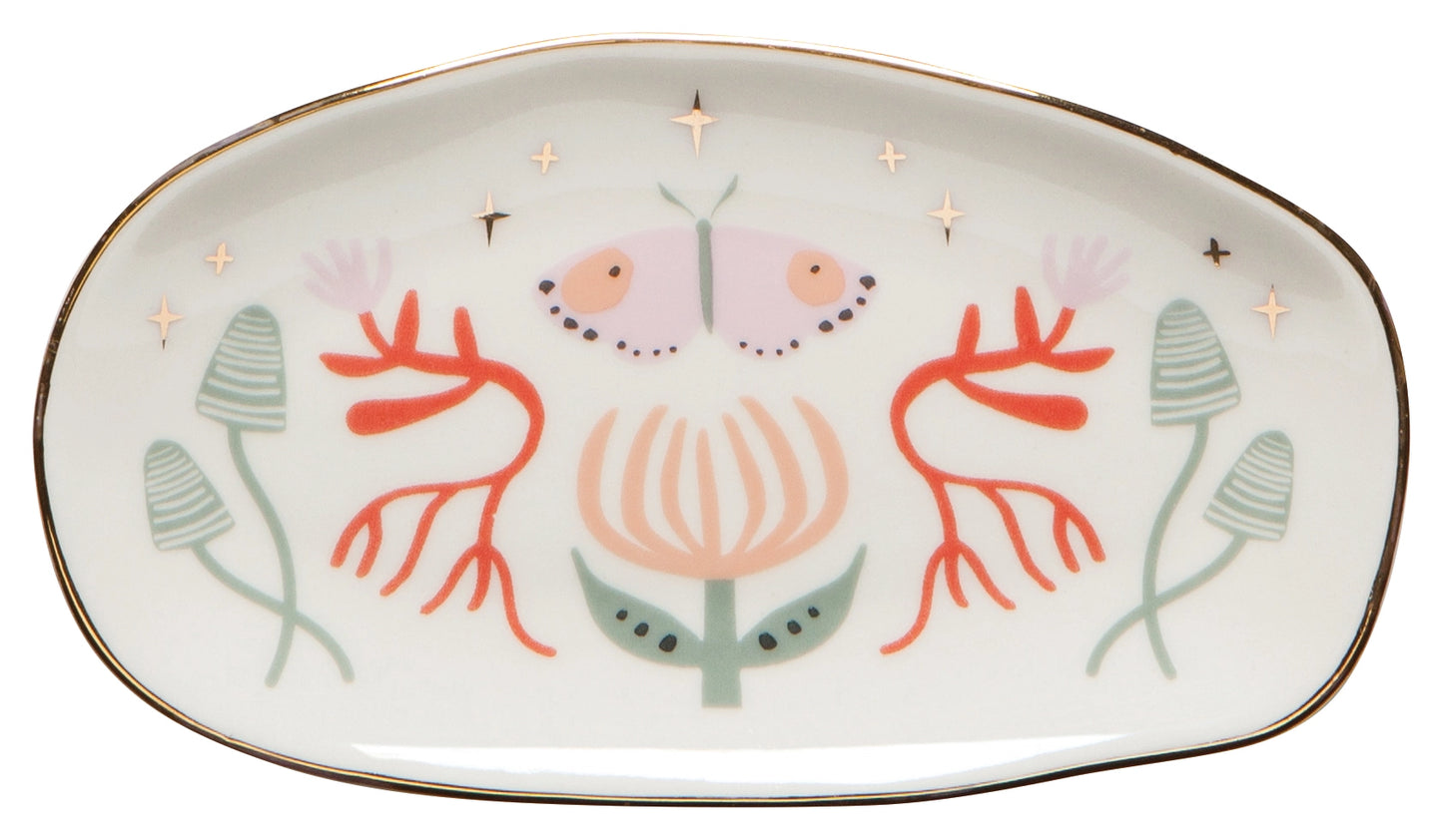 Far and Away Oval Shaped Ceramic Trinket Tray