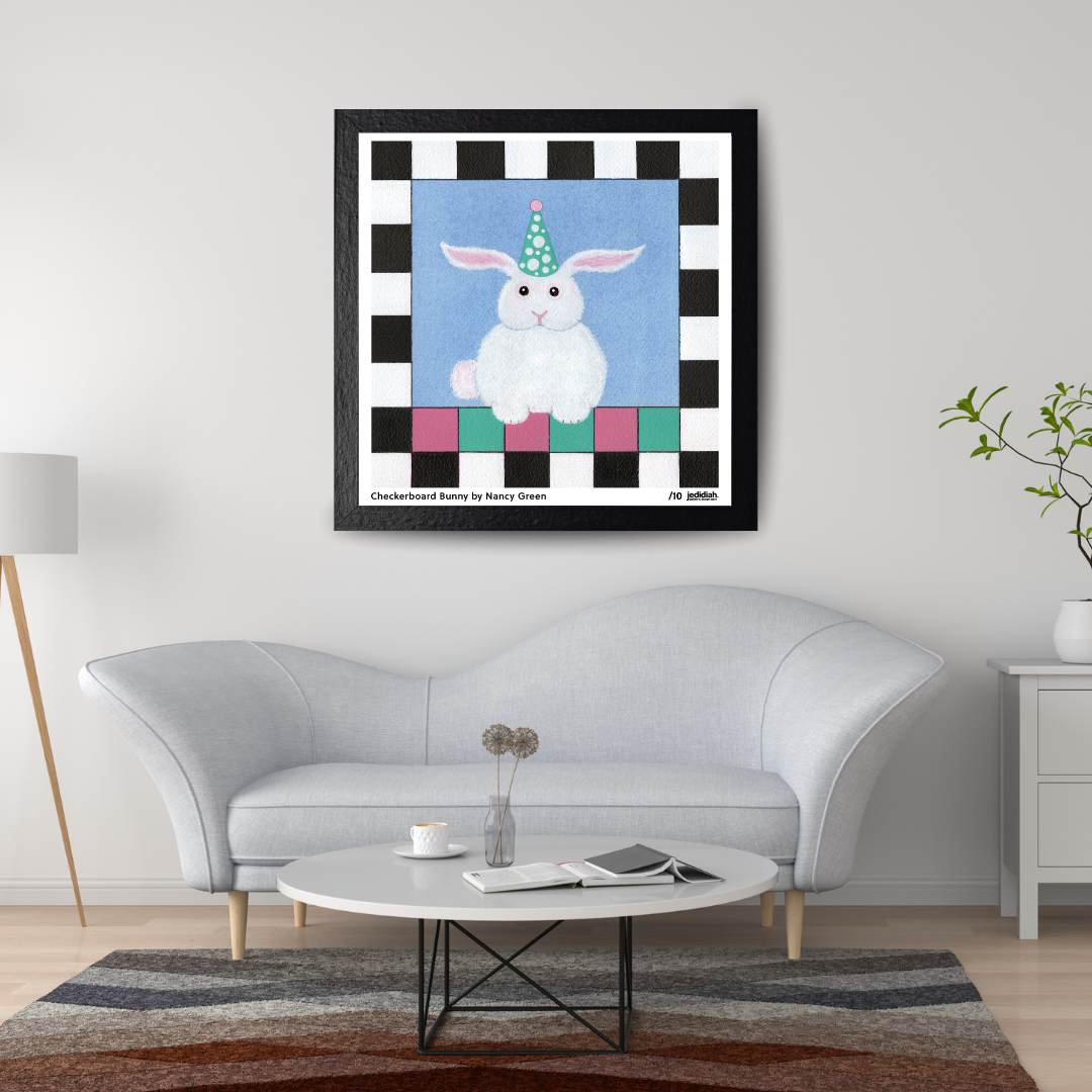 Nancy Green Poster: Checkerboard Bunny