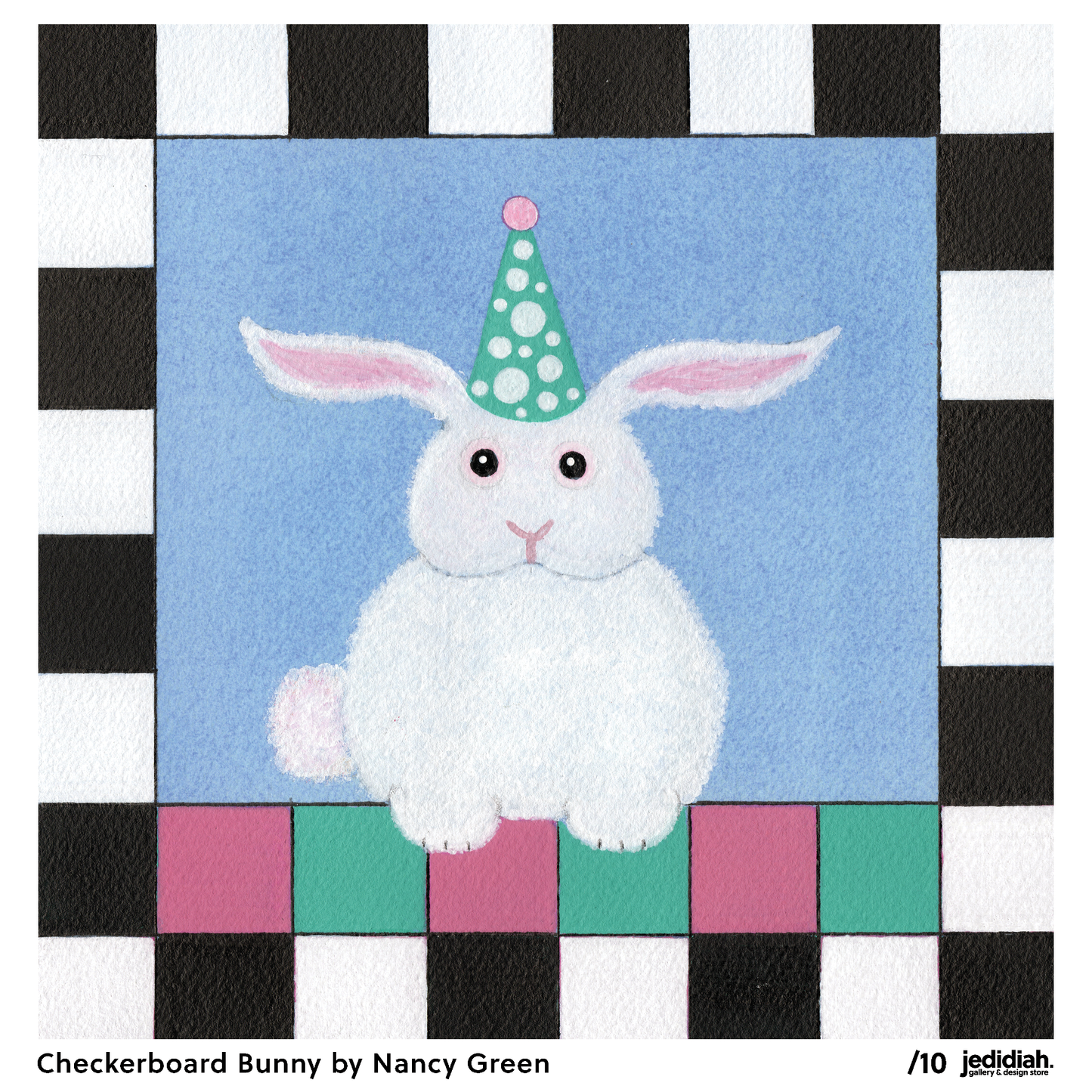 Nancy Green Print: Checkerboard Bunny