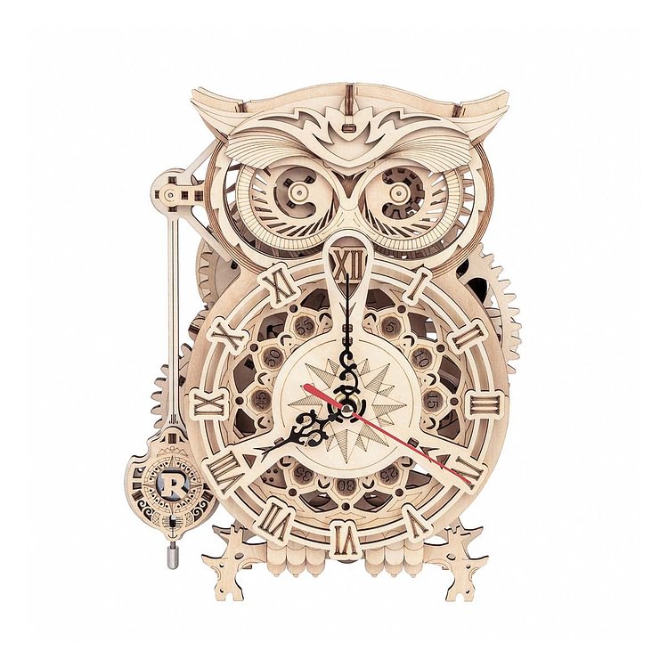 Owl Clock Mechanical Gears 3D Wooden Puzzle LK503