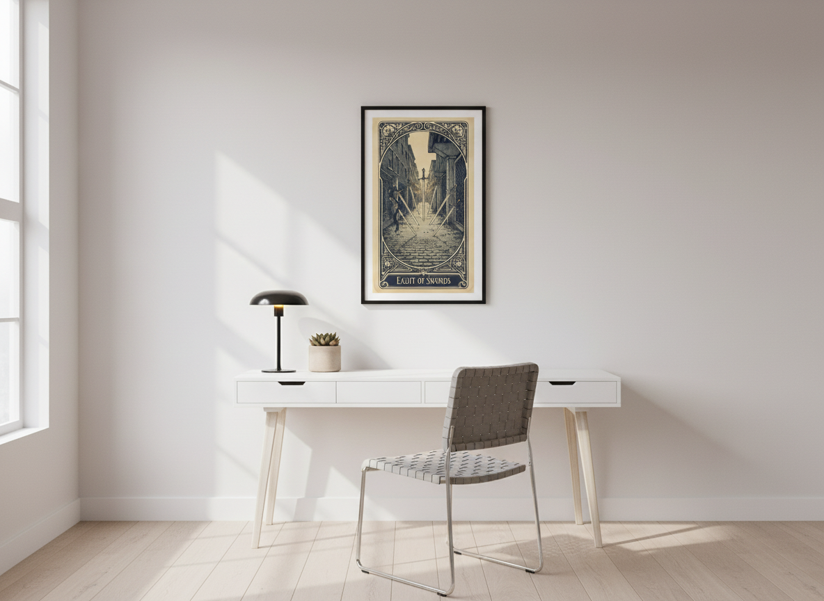 Philly Tarot Card Prints Framed - Eight of Swords