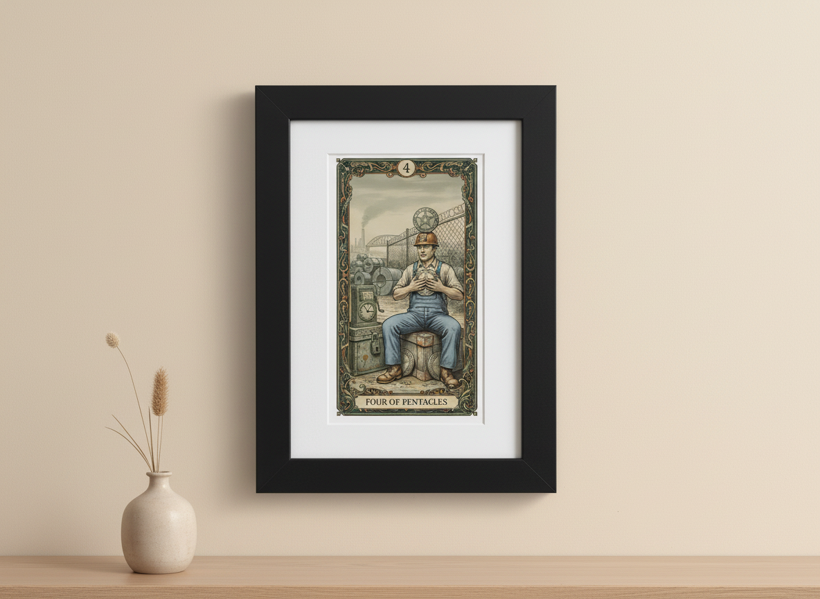 America 250 Tarot Series - Four of Pentacles, a commemorative tarot collection celebrating 1776–2026.