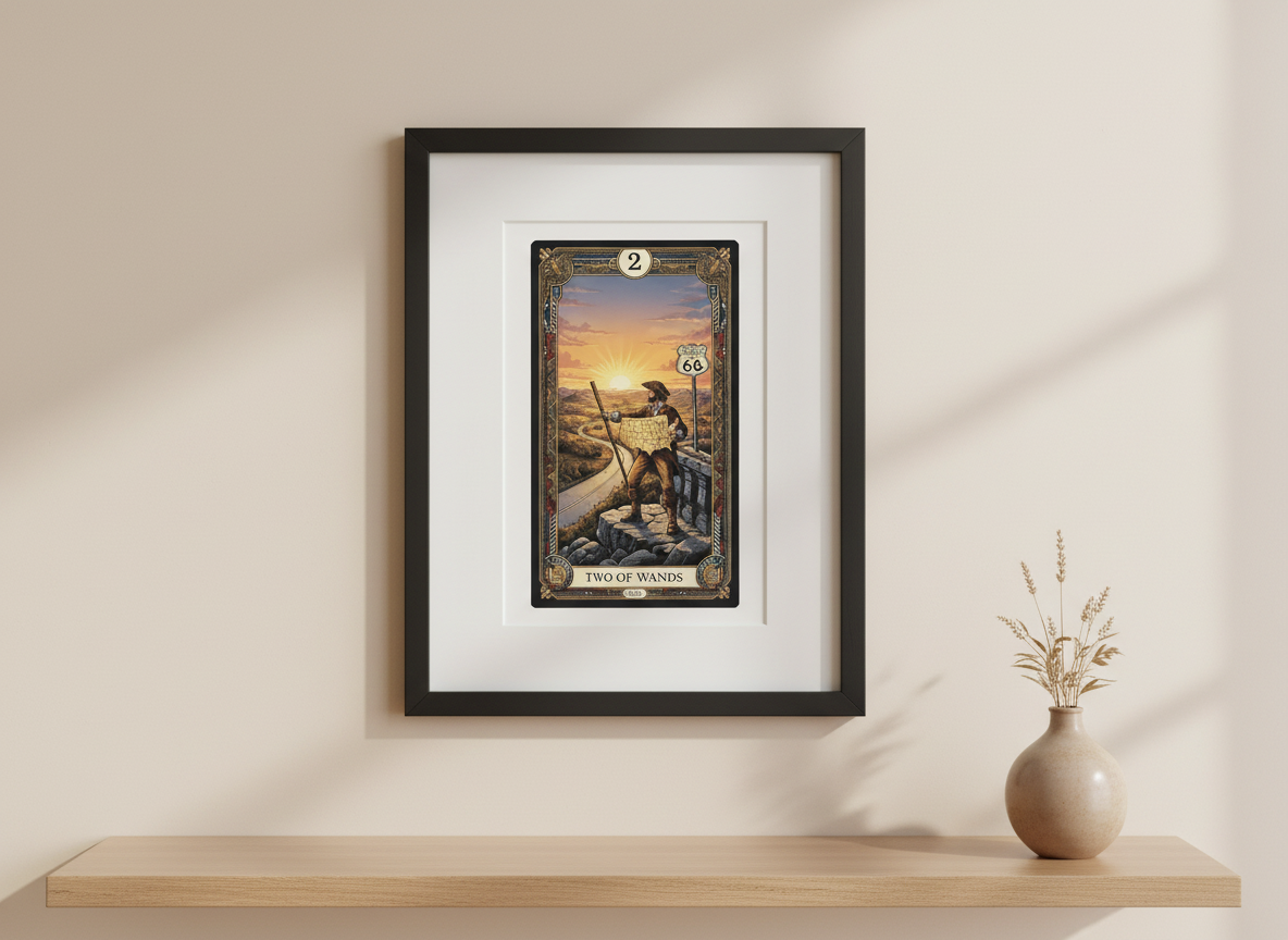 America 250 Tarot Series - Two of Wands, a commemorative tarot collection celebrating 1776–2026.