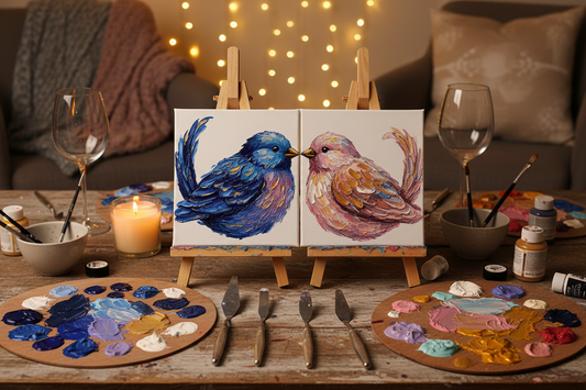 Texture Painting Date Night (Two Mini Panels or One Shared Canvas)