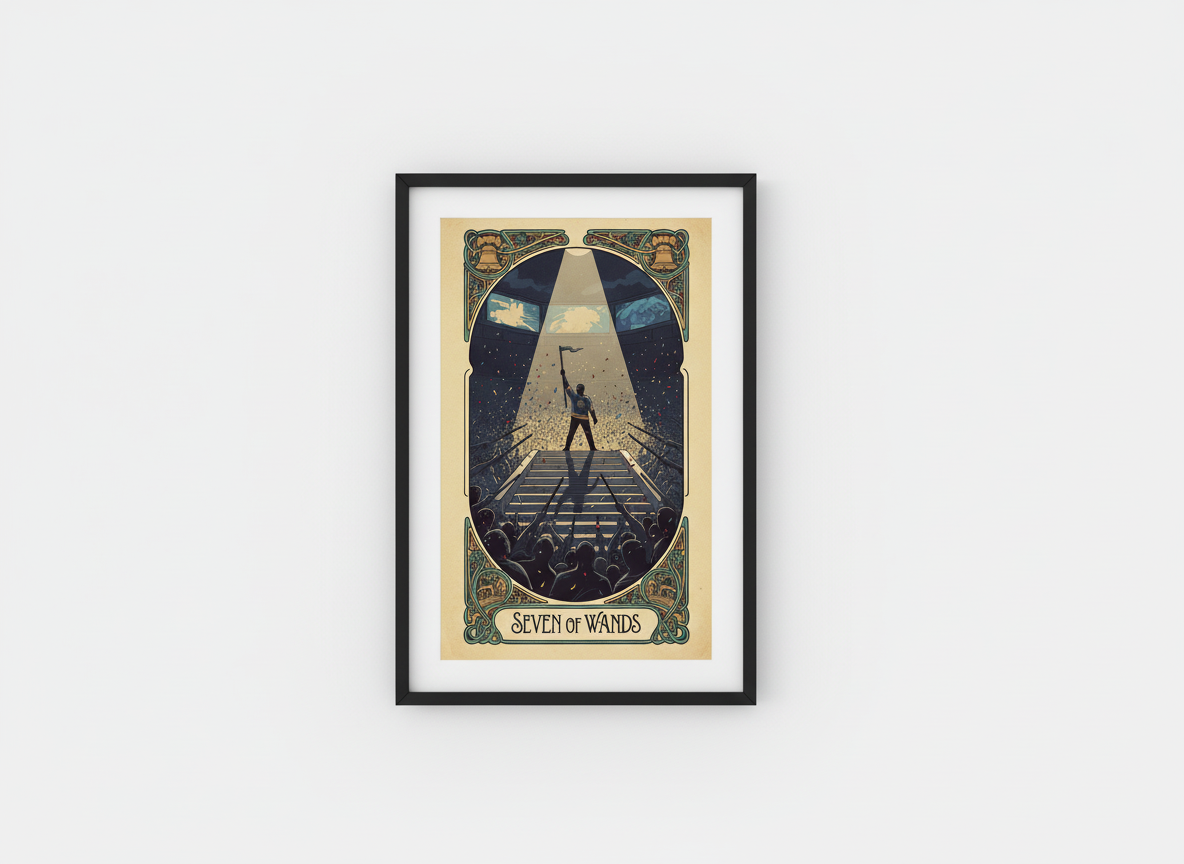 Philly Tarot Card Prints Framed - Seven of Wands