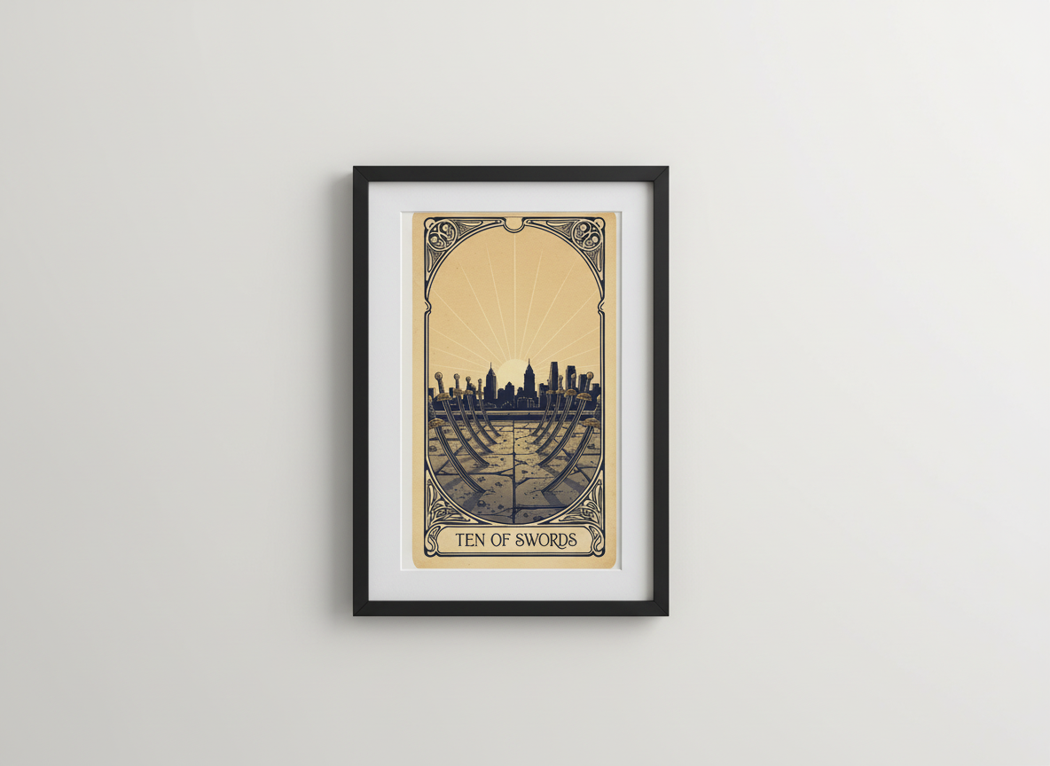 Philly Tarot Card Prints Framed - Ten of Swords