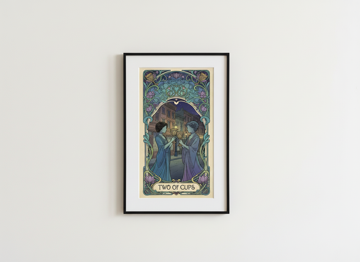 Philly Tarot Card Prints Framed - Two of Cups