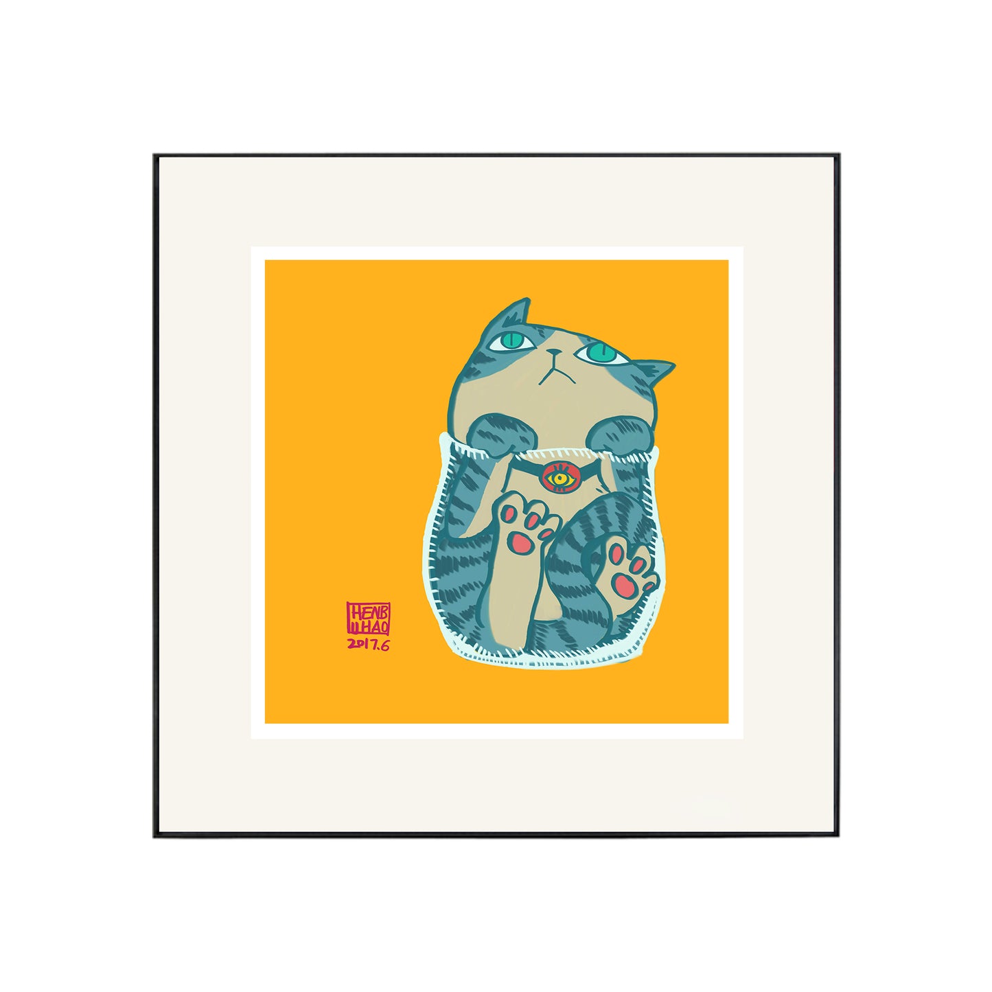 HENBUHAO Cat & Cup Print