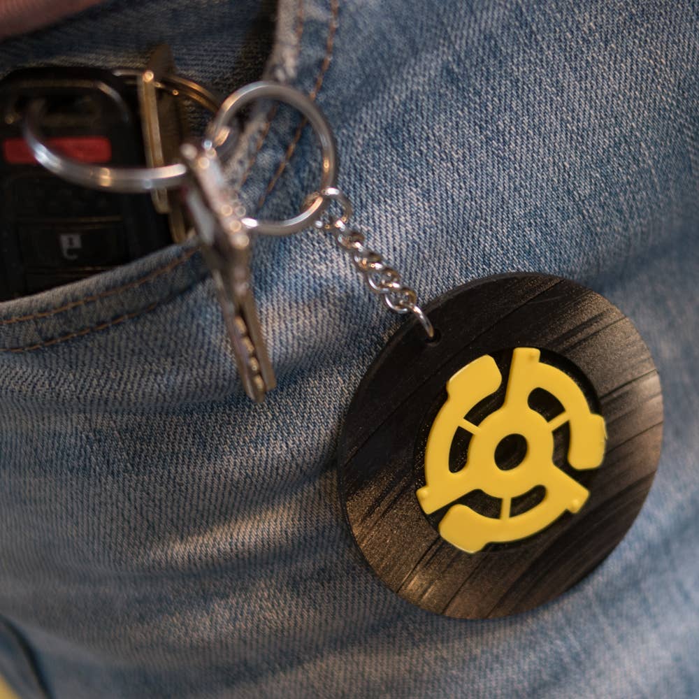Vinyl Record Keychains w/ 45RPM Adapter (Varied Colors)