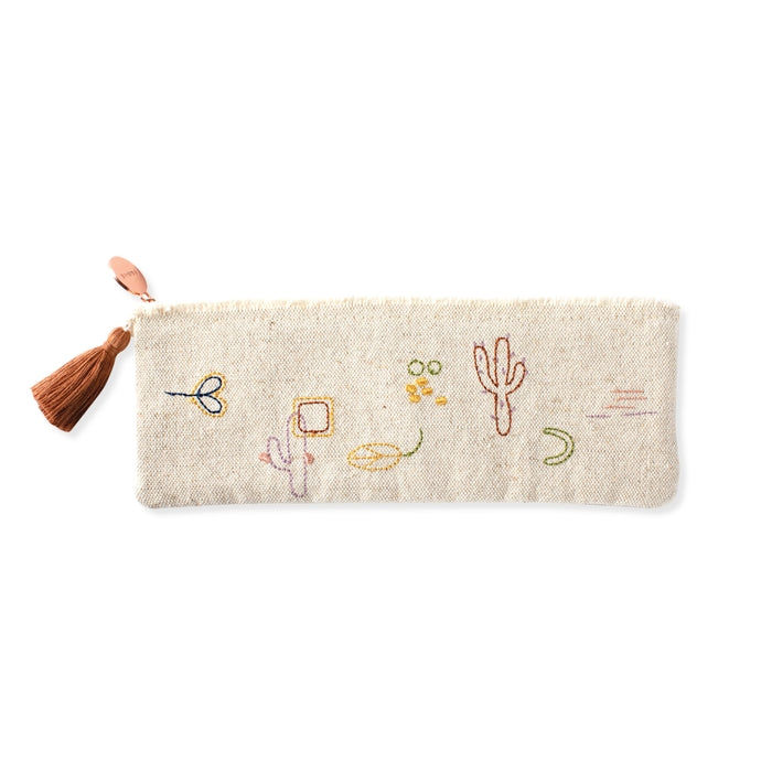 Stitched Cactus Small Canvas Pouch