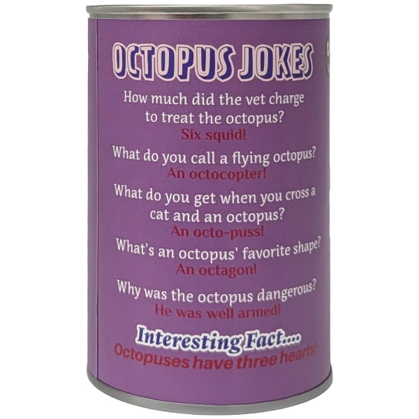 Inky the Canned Octopus Stuffed Animal Plush w/Funny Jokes