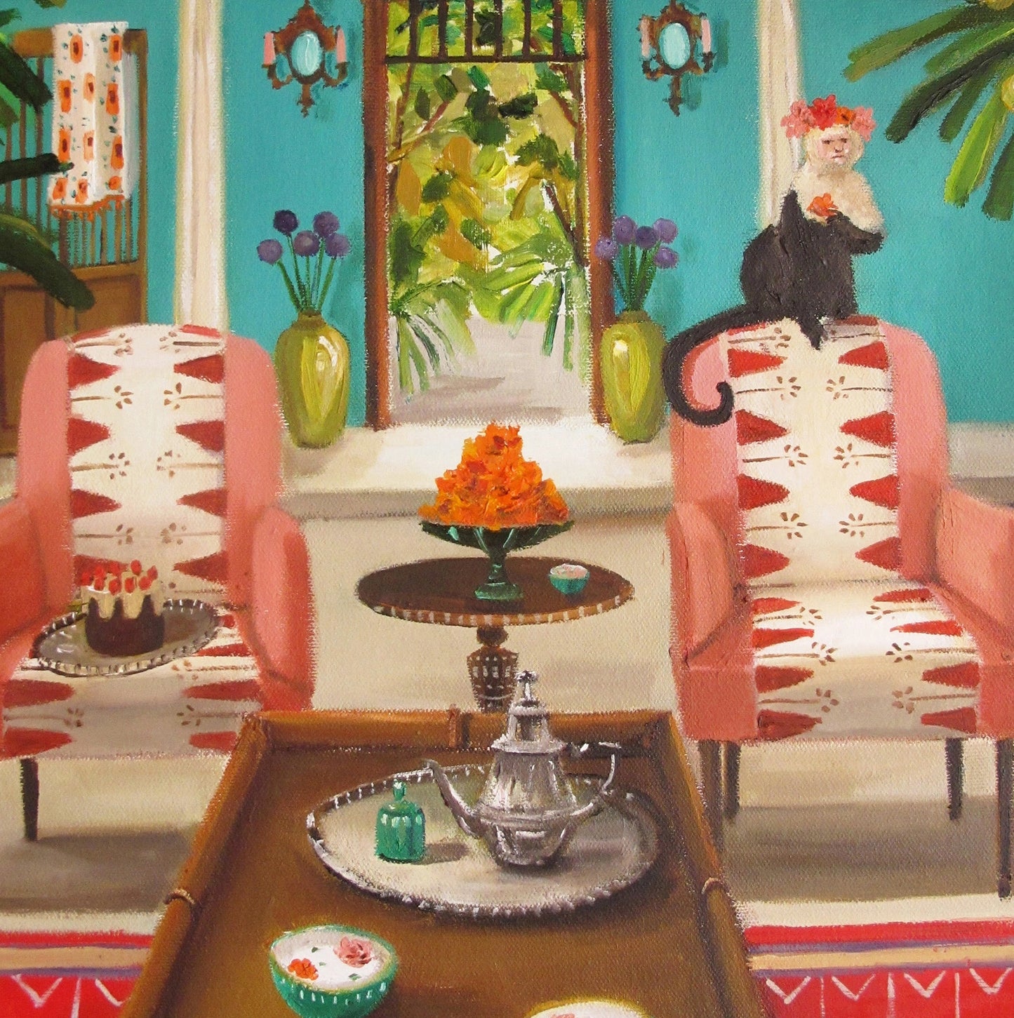 Tea and the Monkey, Open Edition Print by Janet Hill