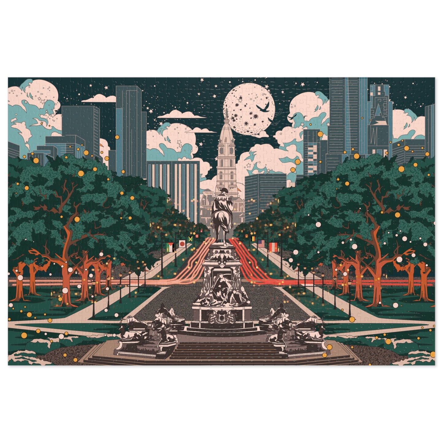City Park Nightscape Jigsaw Puzzle (with Tin)