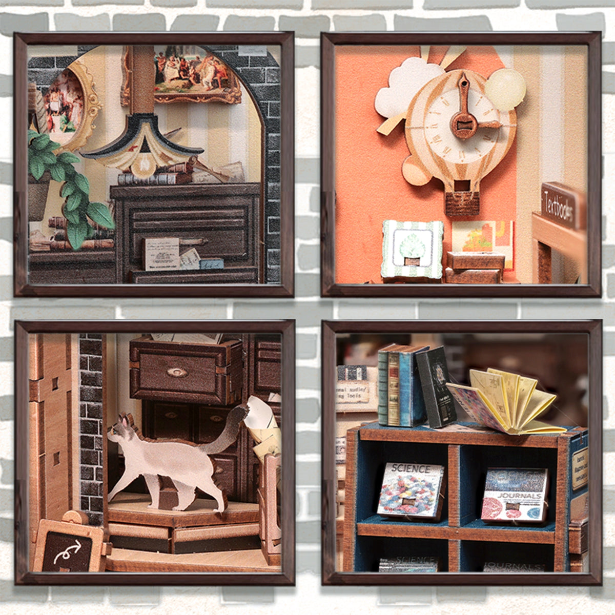 The Scholar's Bookstore — DIY Miniature Book Nook Kit with LED Lighting