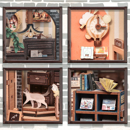The Scholar's Bookstore — DIY Miniature Book Nook Kit with LED Lighting