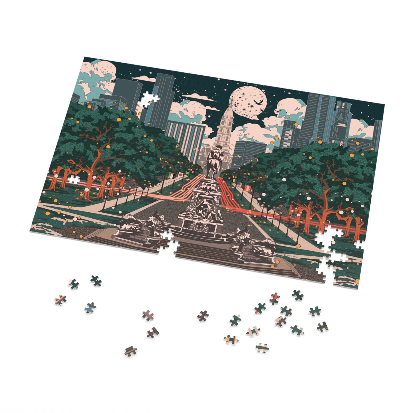 City Park Nightscape Jigsaw Puzzle (with Tin)