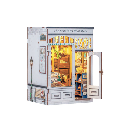 The Scholar's Bookstore — DIY Miniature Book Nook Kit with LED Lighting