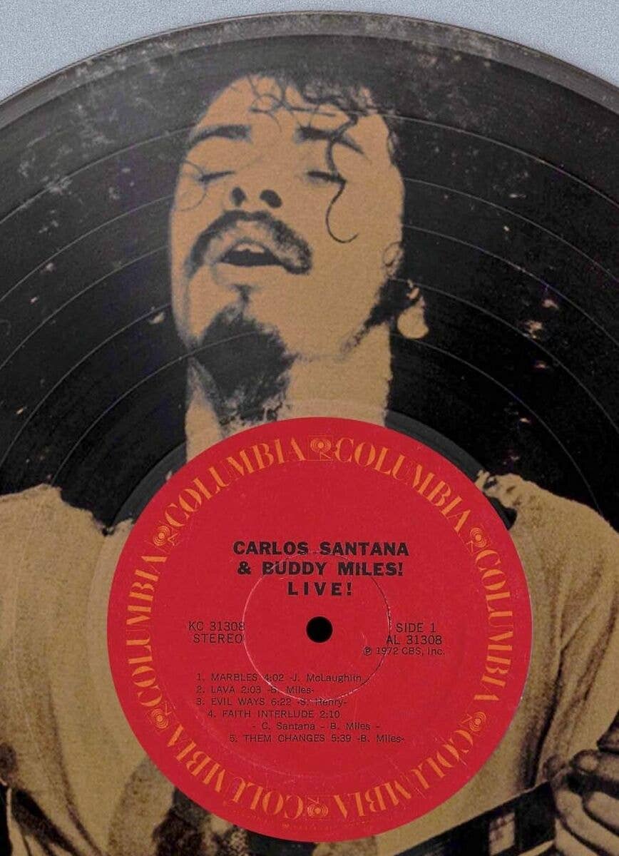 Carlos Santana Live 12" Black Vinyl Lp Laser Etched Wall Art