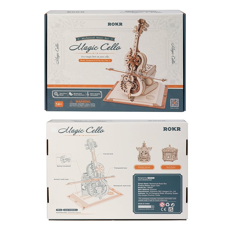 Magic Cello Mechanical Music Box 3D Wooden Puzzle AMK63
