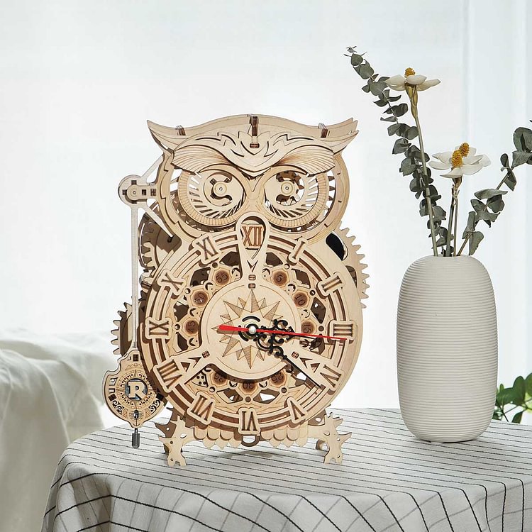 Owl Clock Mechanical Gears 3D Wooden Puzzle LK503