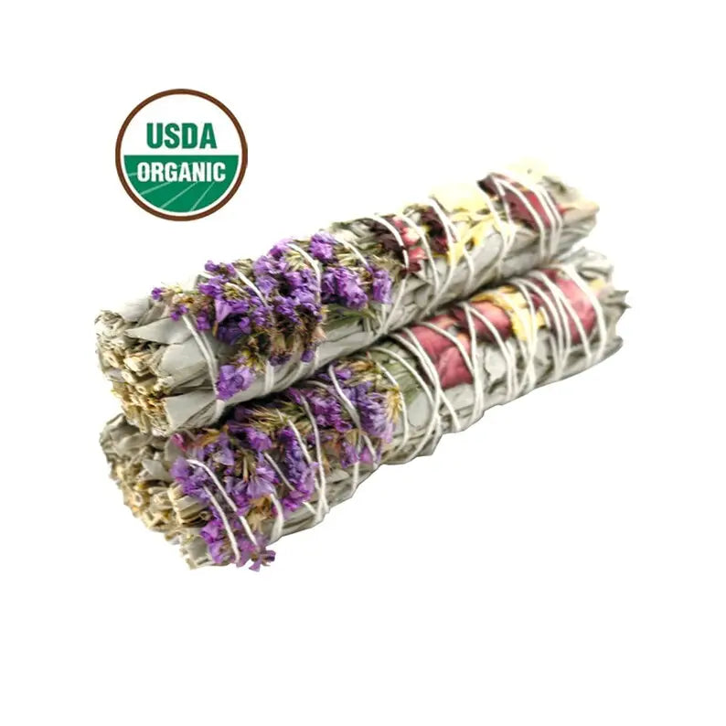 'morning Glory' Floral White Sage Smudge Stick (9 in.)