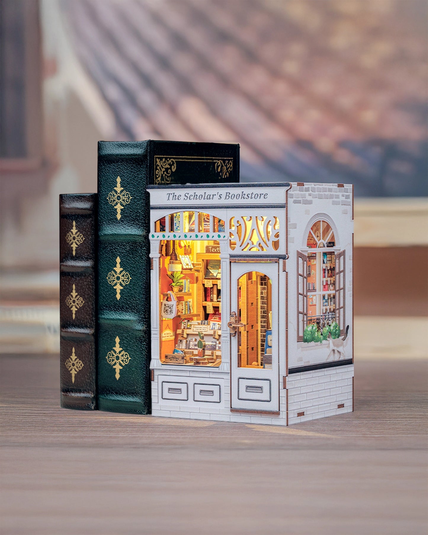The Scholar's Bookstore — DIY Miniature Book Nook Kit with LED Lighting