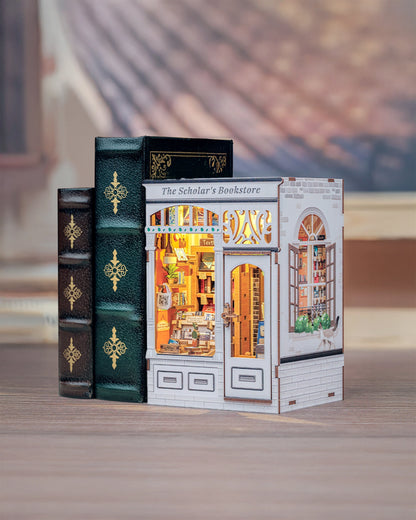 The Scholar's Bookstore — DIY Miniature Book Nook Kit with LED Lighting
