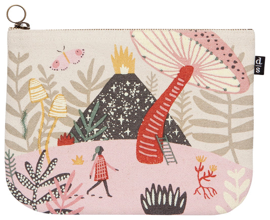 Far and Away Large Cotton Zipper Pouch