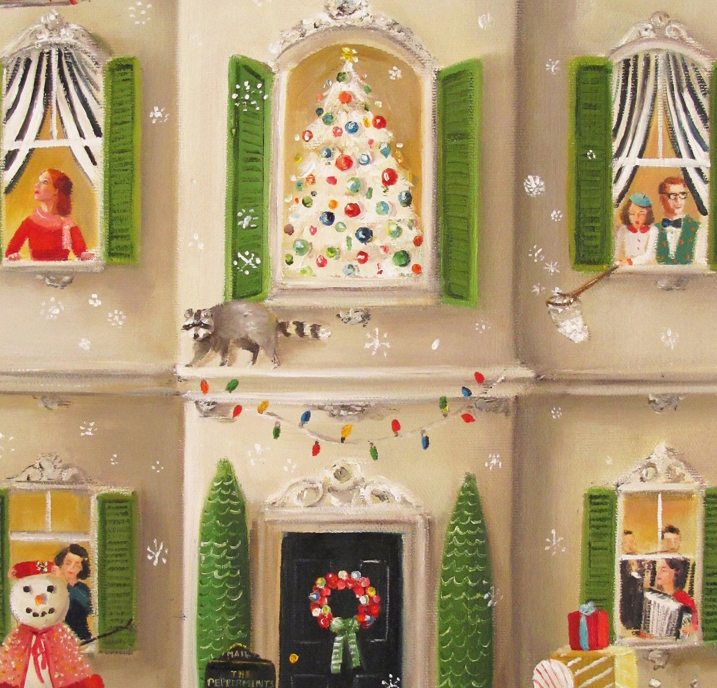 Peppermint Family Spread Christmas Cheer, Open Edition Print by Janet Hill