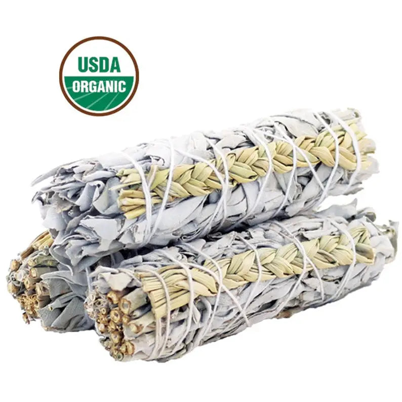 White Sage & Sweetgrass Smudge Stick (4 in.)