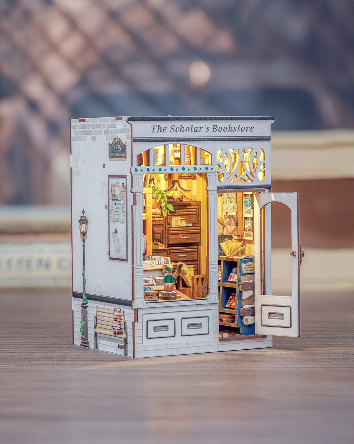 The Scholar's Bookstore — DIY Miniature Book Nook Kit with LED Lighting
