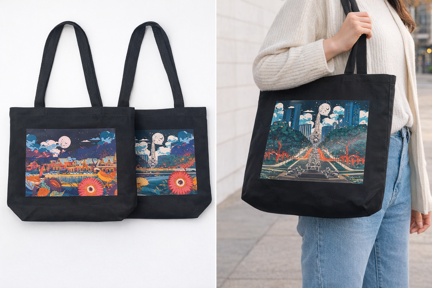 Mega Asellia- Phily Cityscape Tote Bags