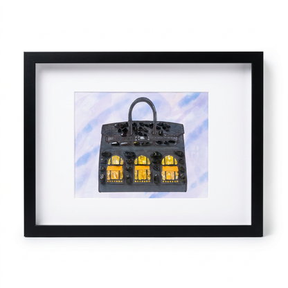 Birkin 20 Midnight — Original Crystal Art | 12"×16" | Handmade