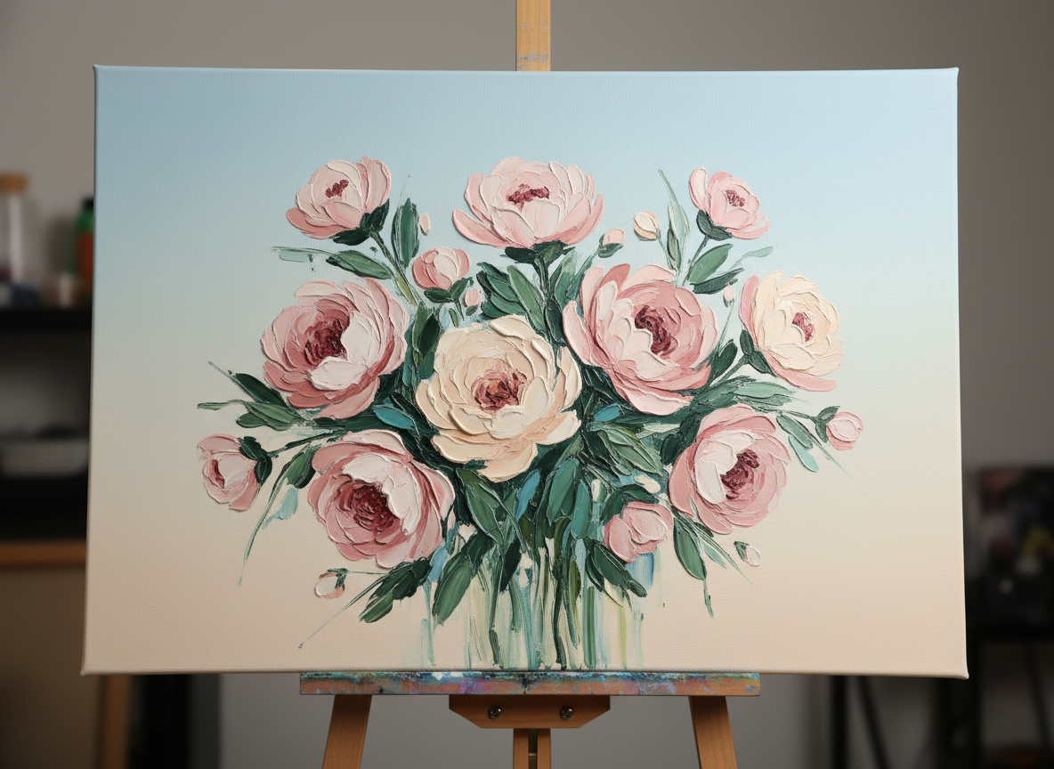 Texture Painting Night (Palette Knife Abstract / Florals)