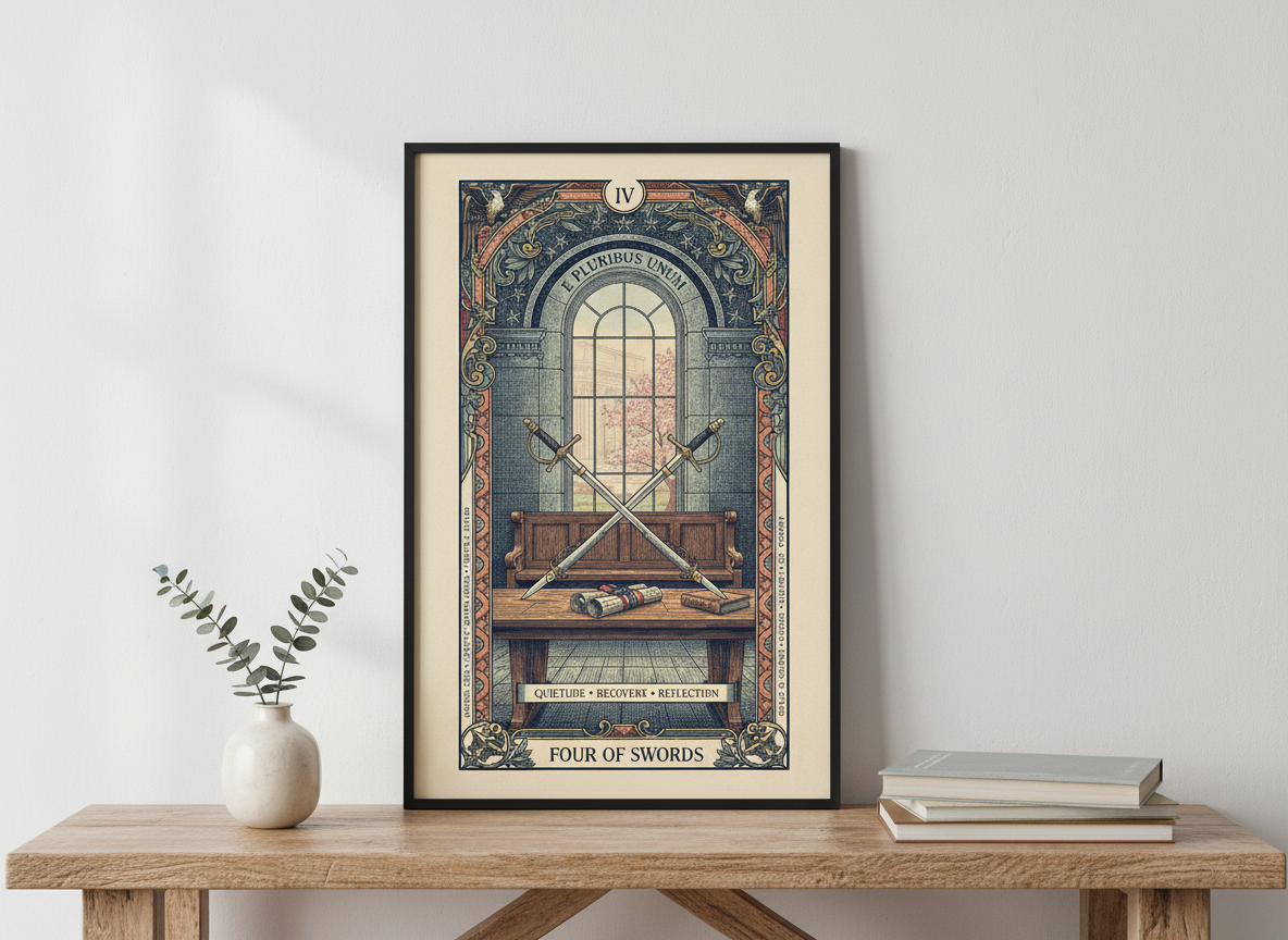 America 250 Tarot Series - Four of Swords a commemorative tarot collection celebrating 1776–2026.