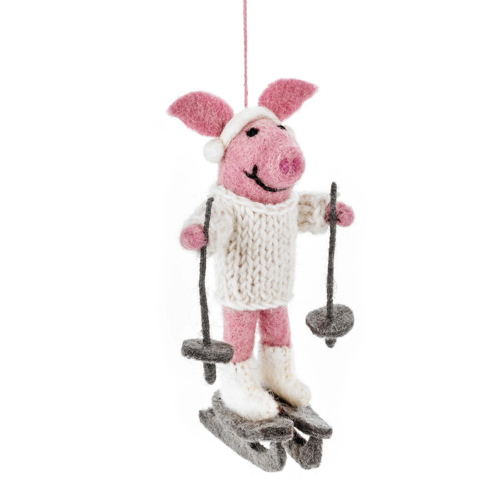 Handmade Felt Alpine Swine Hanging Pig