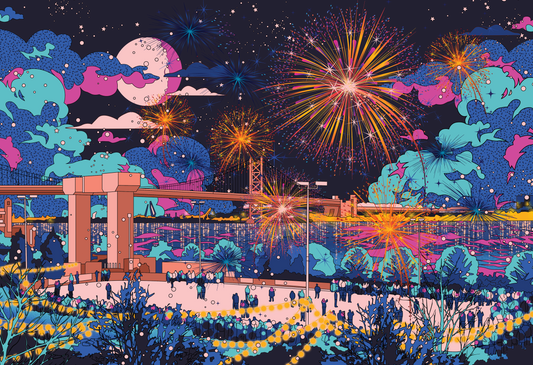 New Year's Eve at Penn's Landing, Open Edition Print by Jedidiah Studios