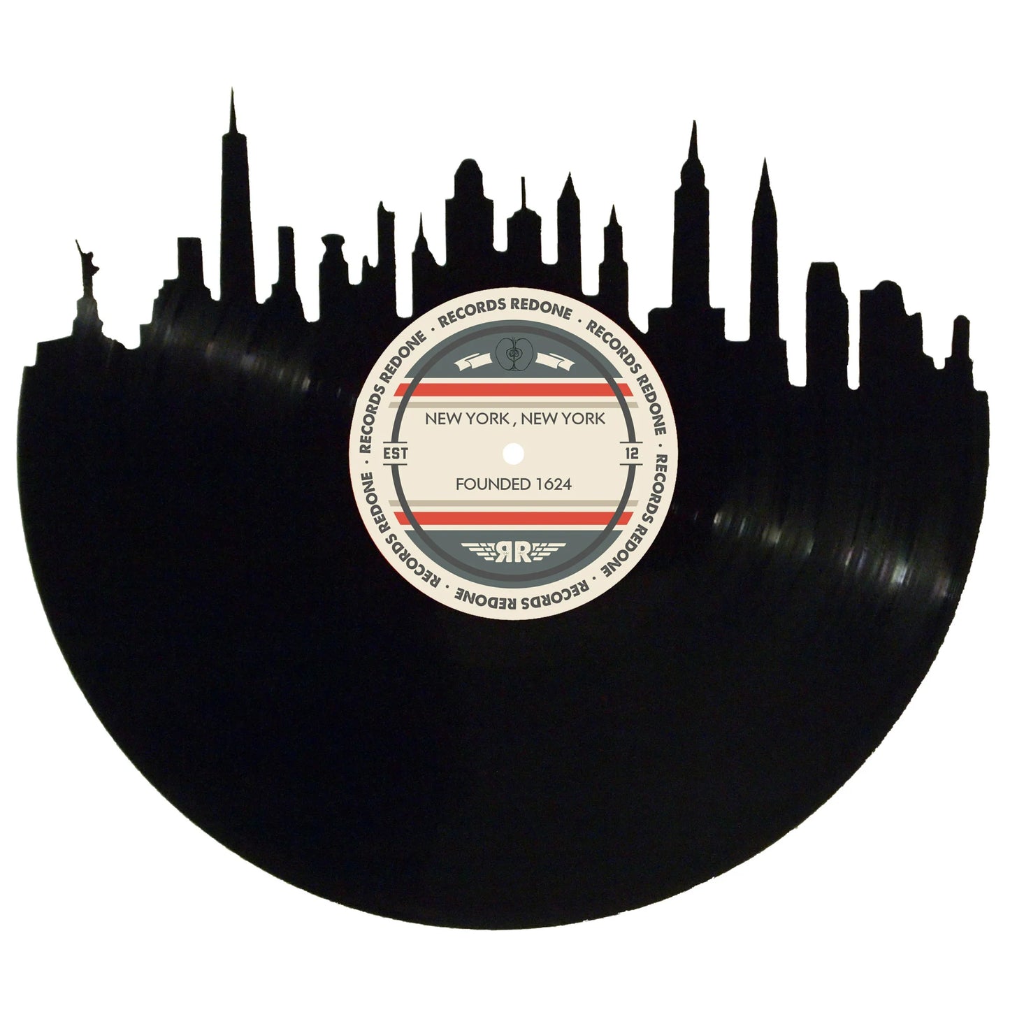 New York City Skyline Records Redone Label Vinyl Record Art